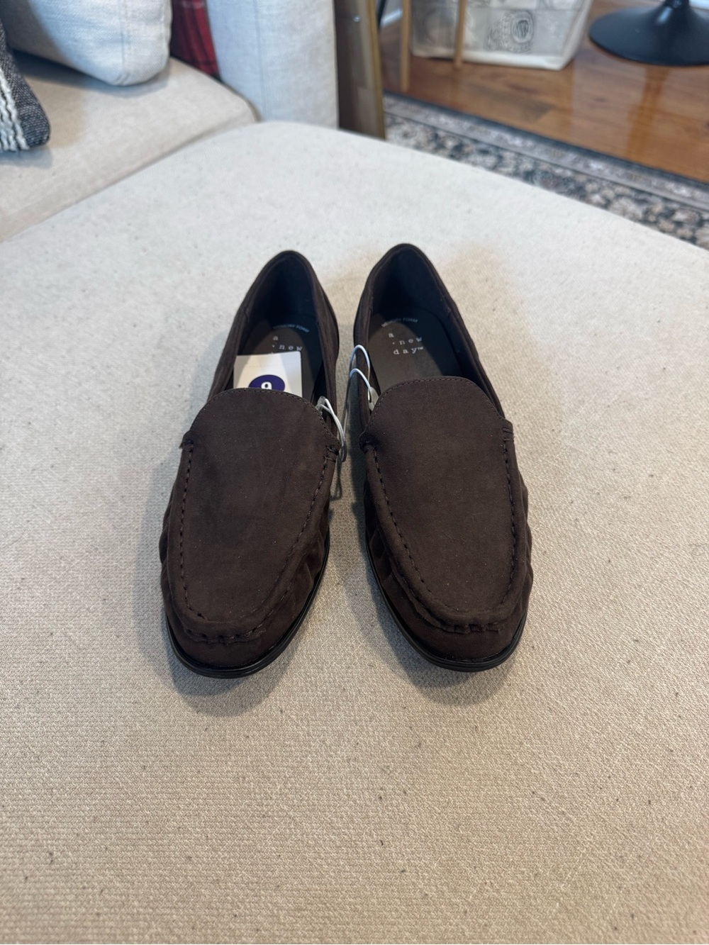 Women’s Rouched Loafers w/ Memory Foam, A New Day, Brown Faux Suede, Sz 6 NWT - Picture 4 of 8